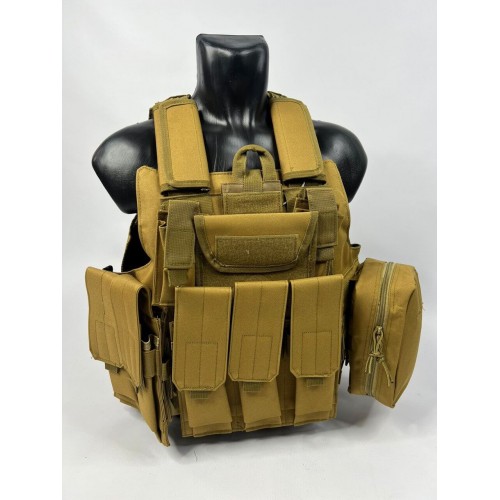 Тактический разгрузочный жилет «5 / пять карманов» с подсумками Tactical Molle Plate Carrier для съемных бронепластин в Воронеже